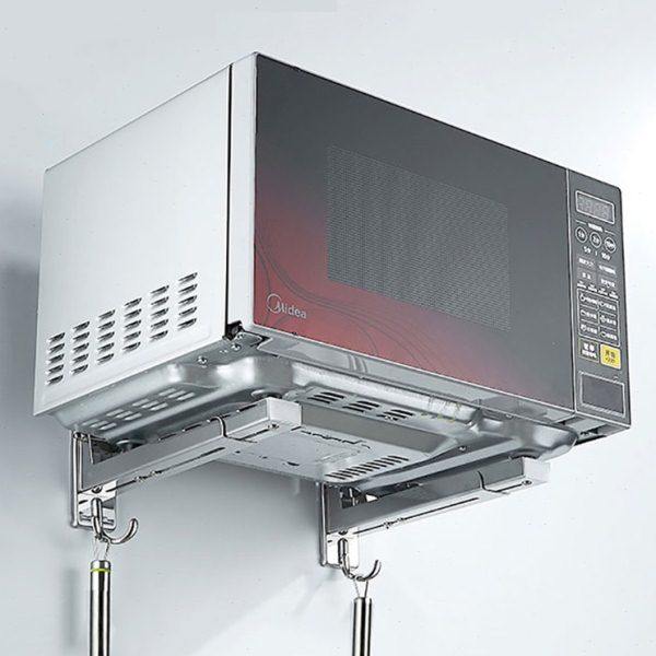 折叠微波炉架不锈钢304加厚烤箱架支架伸缩收纳置物架壁挂钩托架