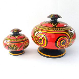 艺器绘器漆收纳盒实木漆器品彩漆手工特色苦母罐子盒子彝族首饰盒