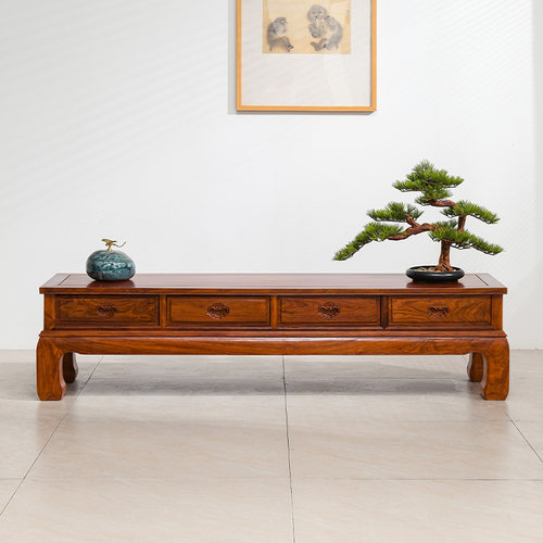 刺猬紫檀电视柜新中式客厅储物柜全实木地柜花梨S木视听柜红木矮