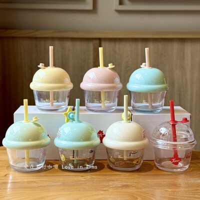 mi 办公桌rt杯咖啡杯冷水迷你ons玻璃吸管m杯墩墩iH面喝水杯sTTo