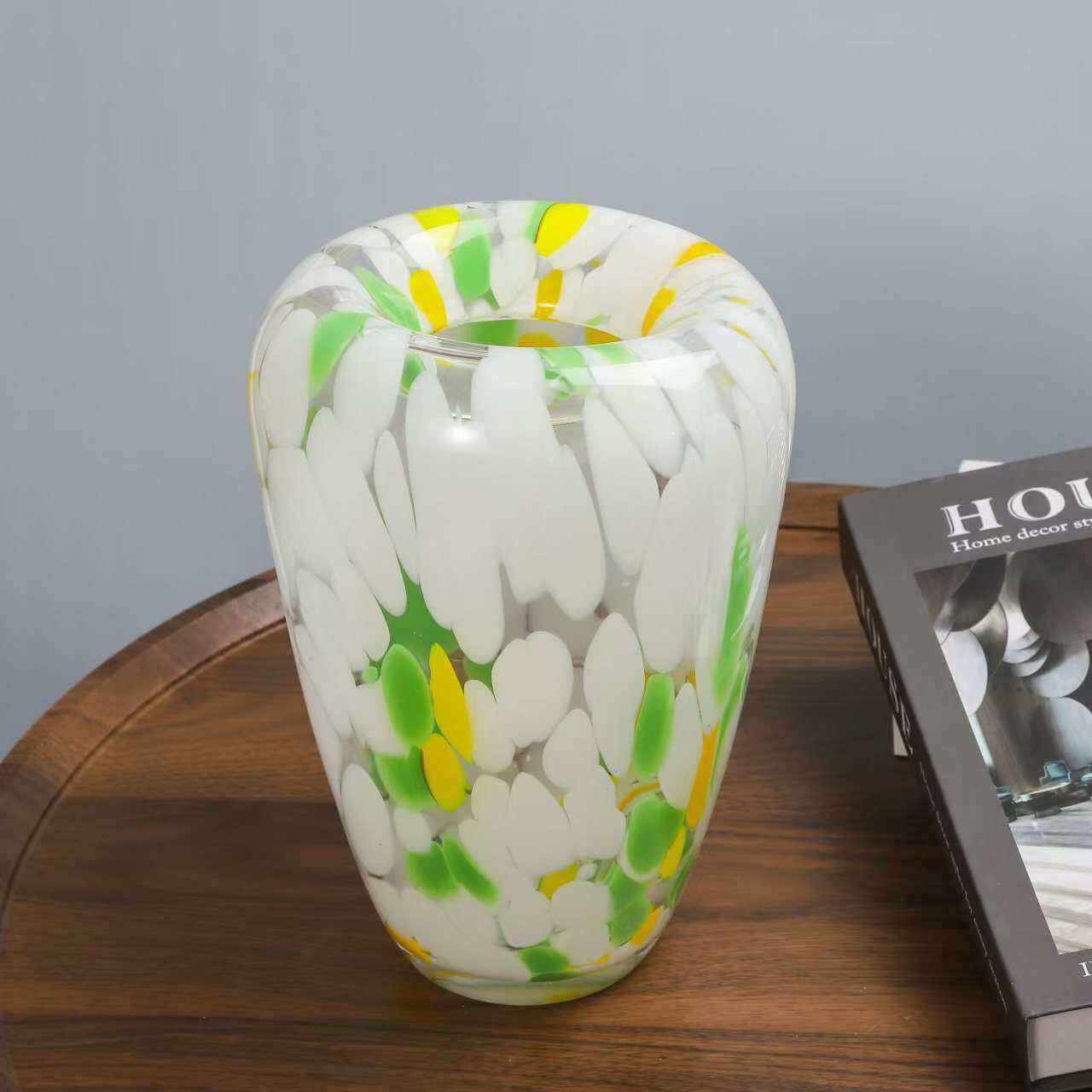 高档手工玻璃花瓶复古风金色水培花插桌面茶几博古架家居软装饰品