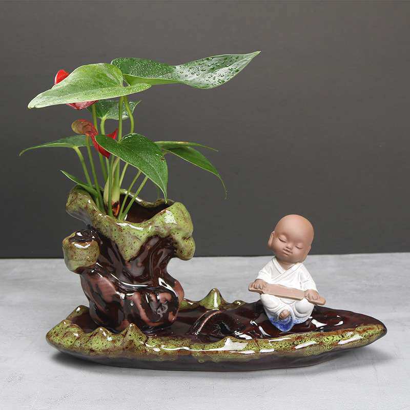 创意水培花器家居装饰品摆件茶桌绿萝花插花瓶陶瓷琴棋书画花盆