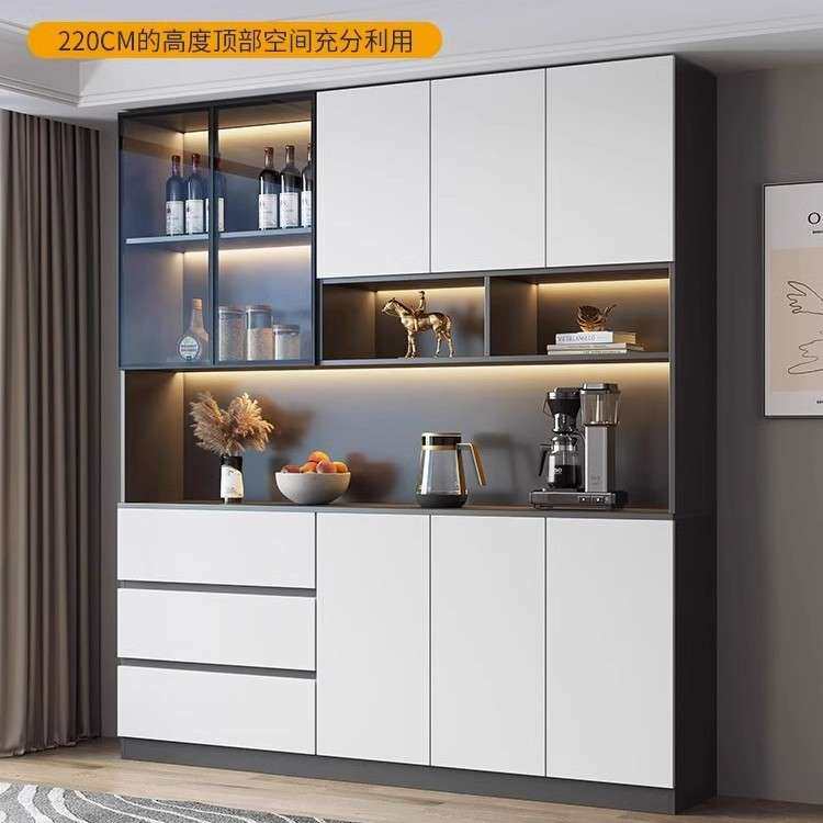 餐边柜玻璃门高柜一体靠墙现代简约茶水柜客厅餐厅酒柜储物柜