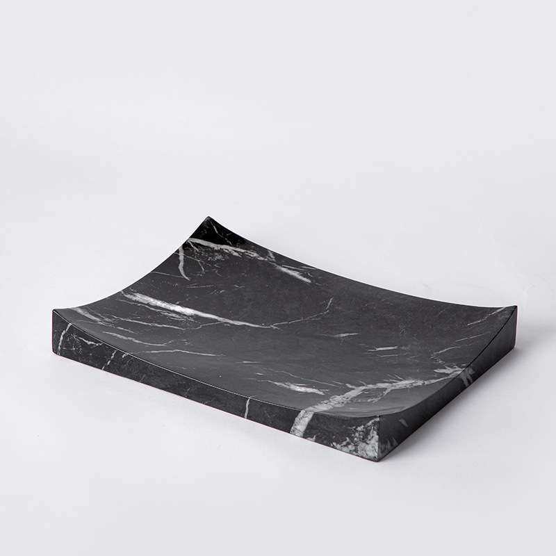 大千新大理石纹创意果盘托盘 现代树脂工艺品 边柜组合糕点盘配饰
