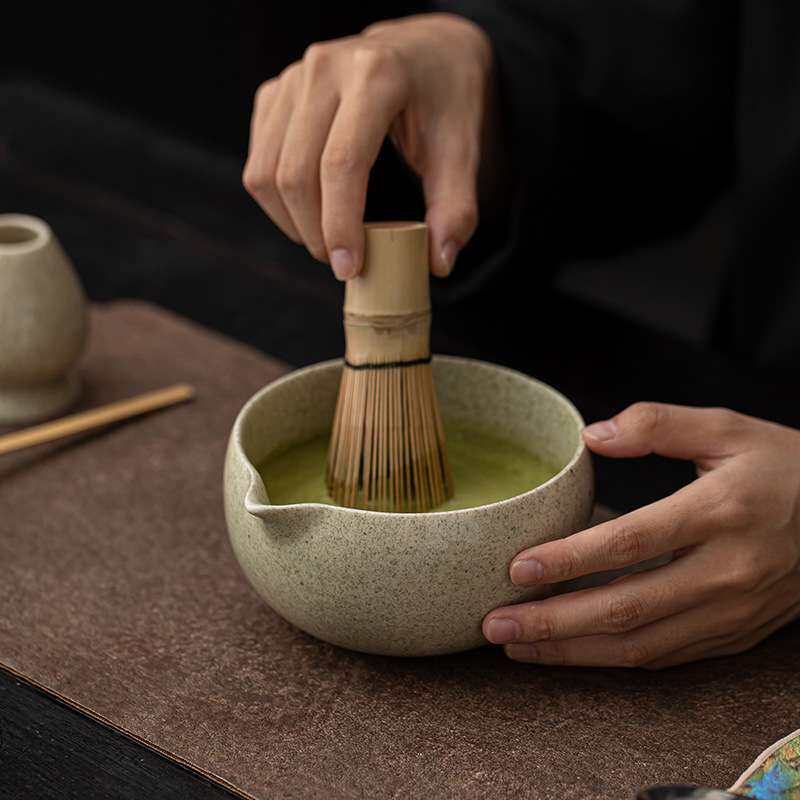 春绿抹茶道陶瓷点茶套装日式尖嘴打茶碗茶筅立茶刷粉筛点茶零配件