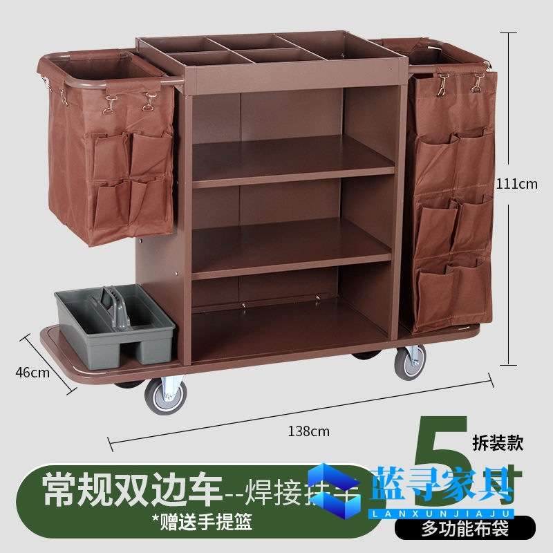 酒店布草车不锈钢保洁车客房服务工作车宾馆打扫卫生清洁车手推车