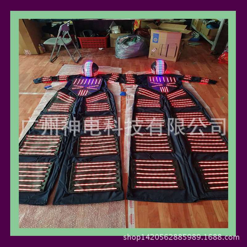 闪酷踩高机器人服装 登台发光高跷服 舞台闪光高跷服装