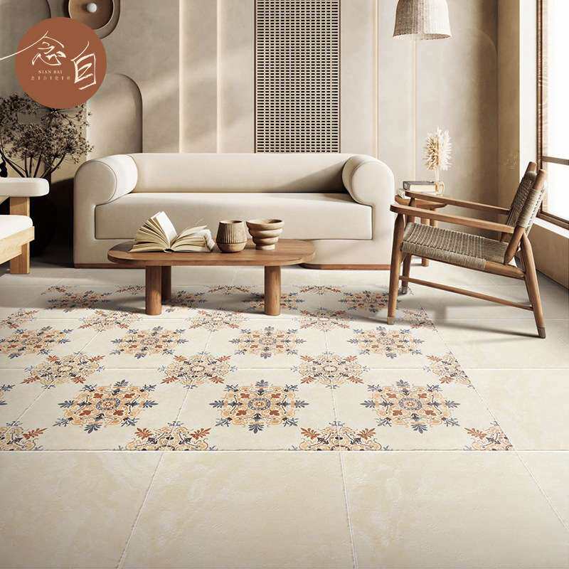 法式仿莱姆石瓷砖600x600别墅庭院子仿古砖阳台花园地砖配套花