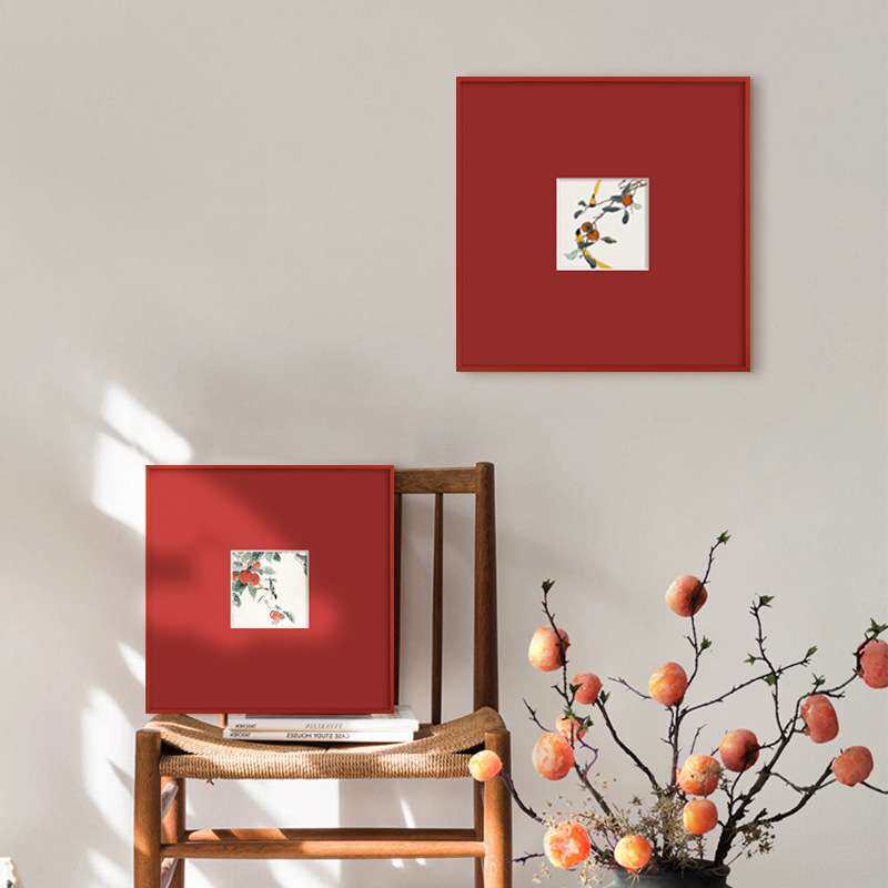 事事大吉花鸟画现代法式中国风客厅装饰画新中式餐厅卧室红色挂画