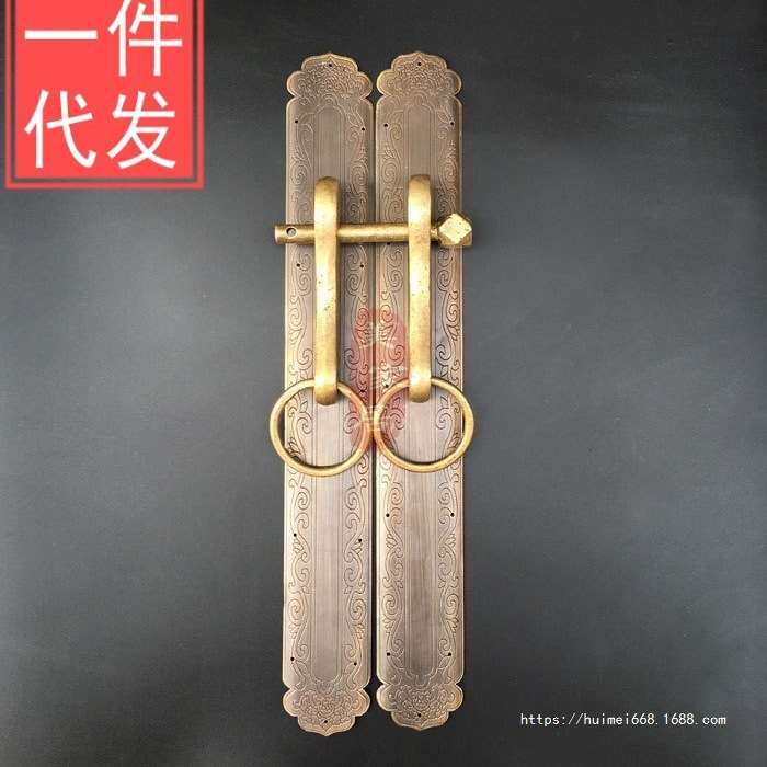 中式仿古大门直条拉手家具柜门五金铜配件古建筑装饰刻花门条把手