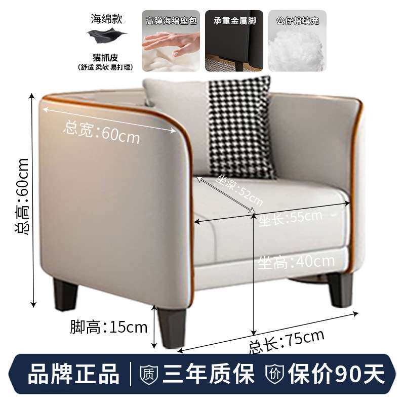 北欧轻奢小户型沙发公寓客厅出租房服装店洽谈区接待猫抓皮沙发
