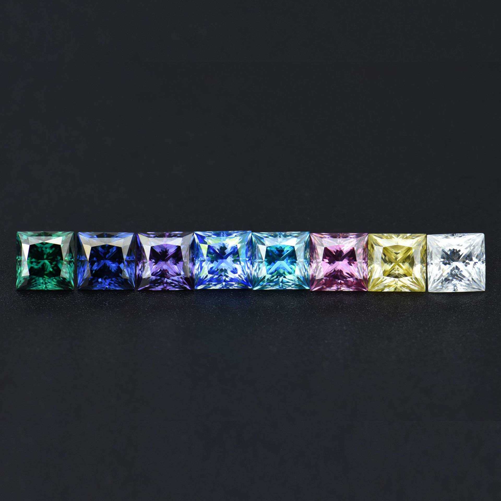 厂家 彩色公主方莫桑石1-3ct 粉色宝蓝黄色异形人工合成碳化硅