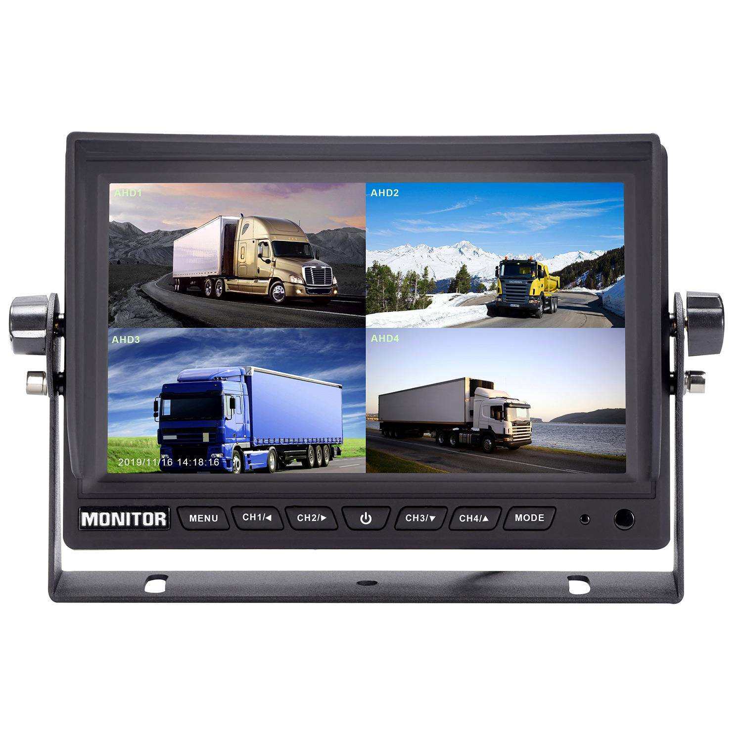 DC12-24V7寸 AHD 1080P高清车载显示器,4路分割显示