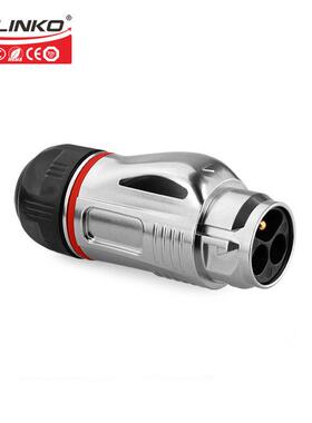 M24凌科BD24按扣式3芯金属锁螺丝接线IP67 防水航空插连接器