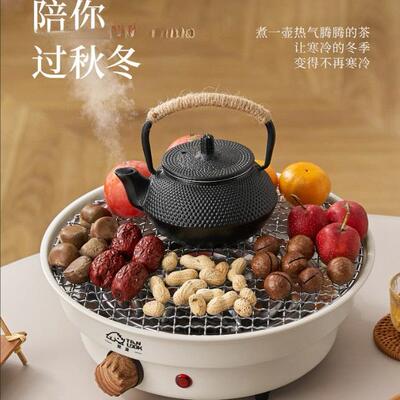 围炉煮茶室内家用电陶炉电烤炉烧烤烤火炉套装铸铁茶壶煮茶器全套