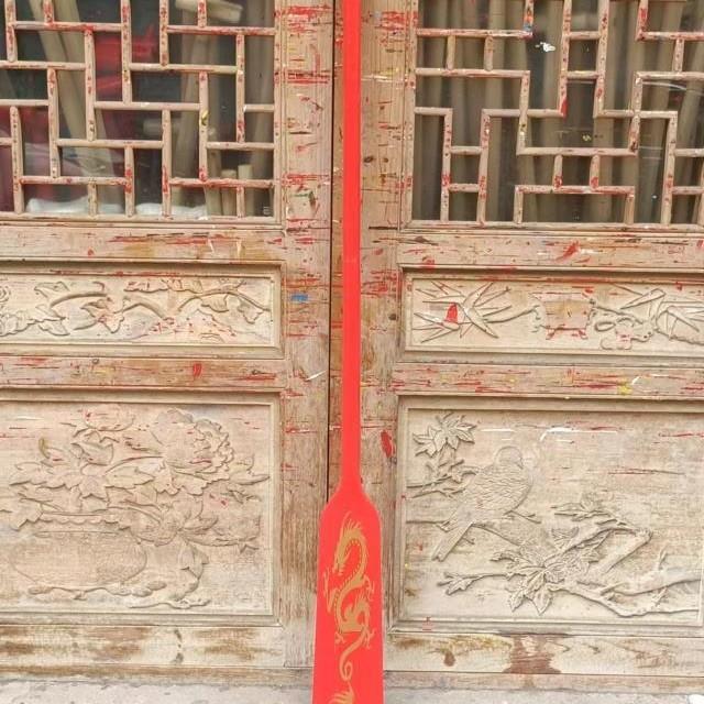 超轻红色龙图腾龙舟桨杉木船桨划水表演道具装饰船桨可图案
