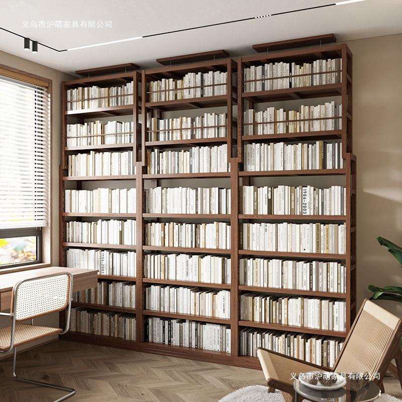 实木书架家用置物架简易落地多层学生书柜书橱卧室客厅满墙收纳架