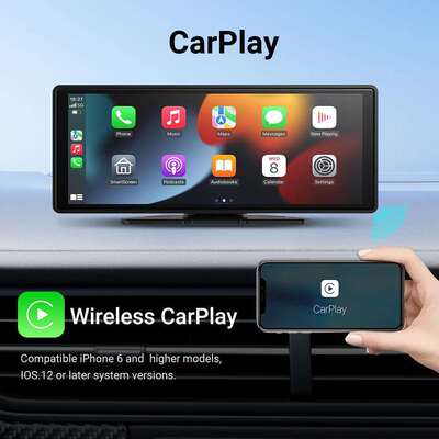 跨境车载无线Carplay导航互联10.26寸便携前录多媒体车机显示屏