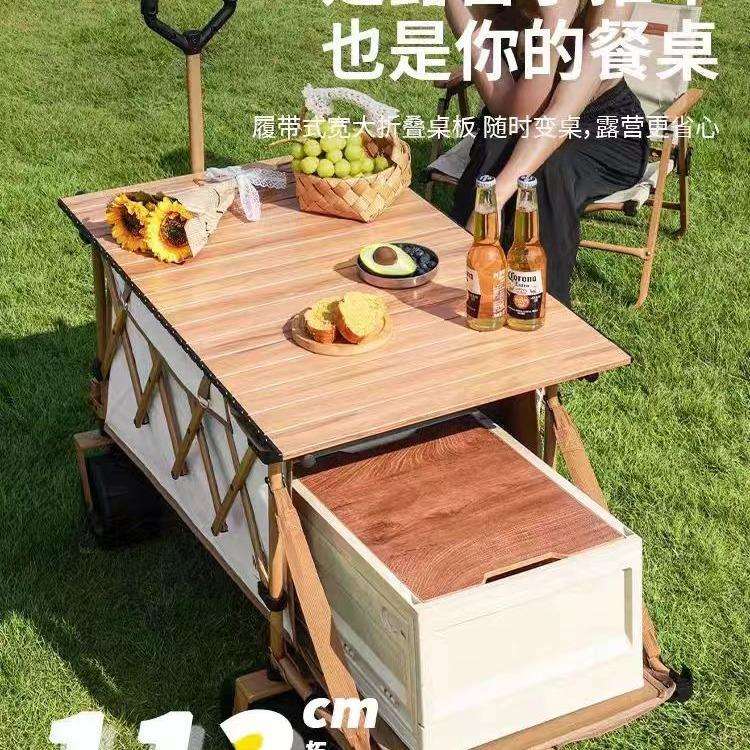 户外折叠推车营地野营小孩拖车旅行野餐聚拢地摊遮阳露营