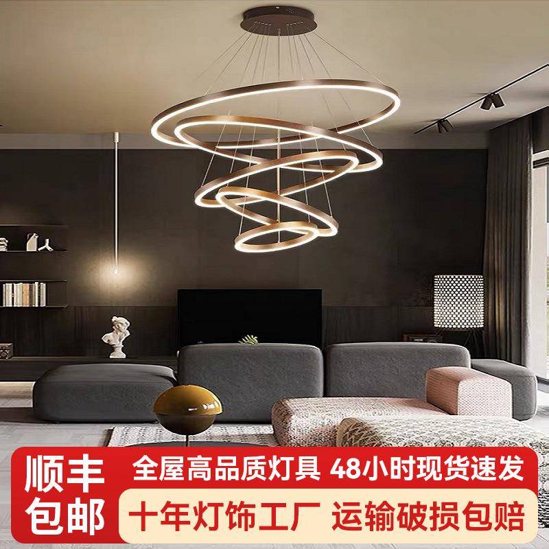 意式简约客厅吊灯现代2025年新款餐厅灯环形极简轻奢主卧室吊线灯