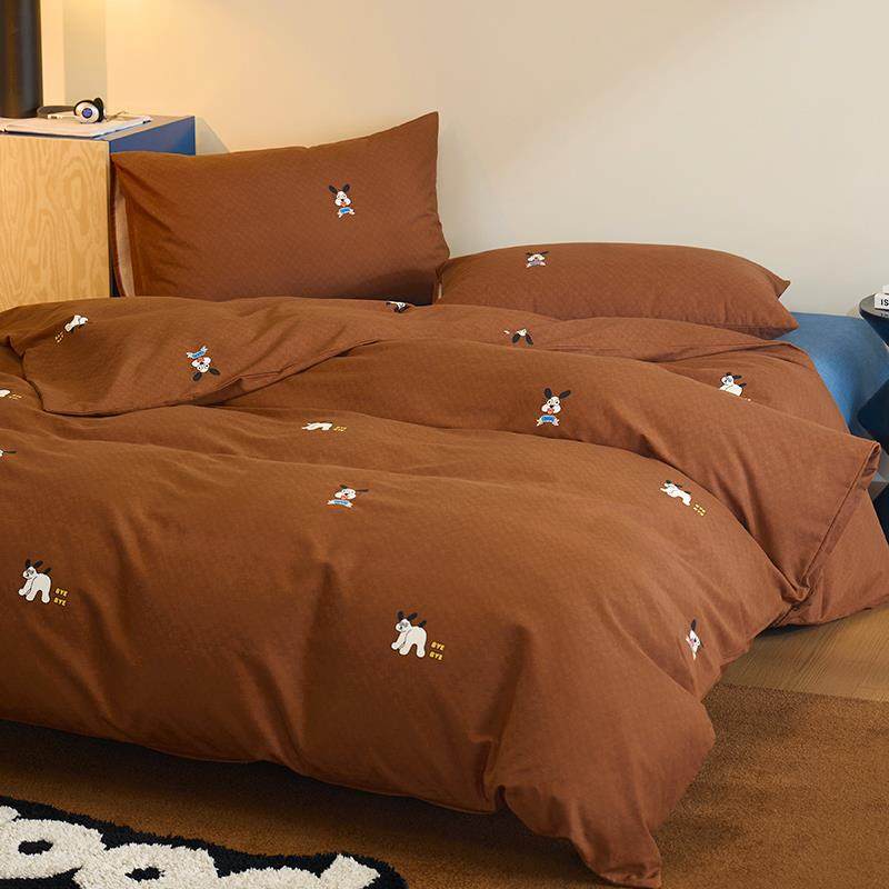 复古可爱秋冬加厚纯棉磨毛床上三四件套1.5m1.8m学生全棉被套单件