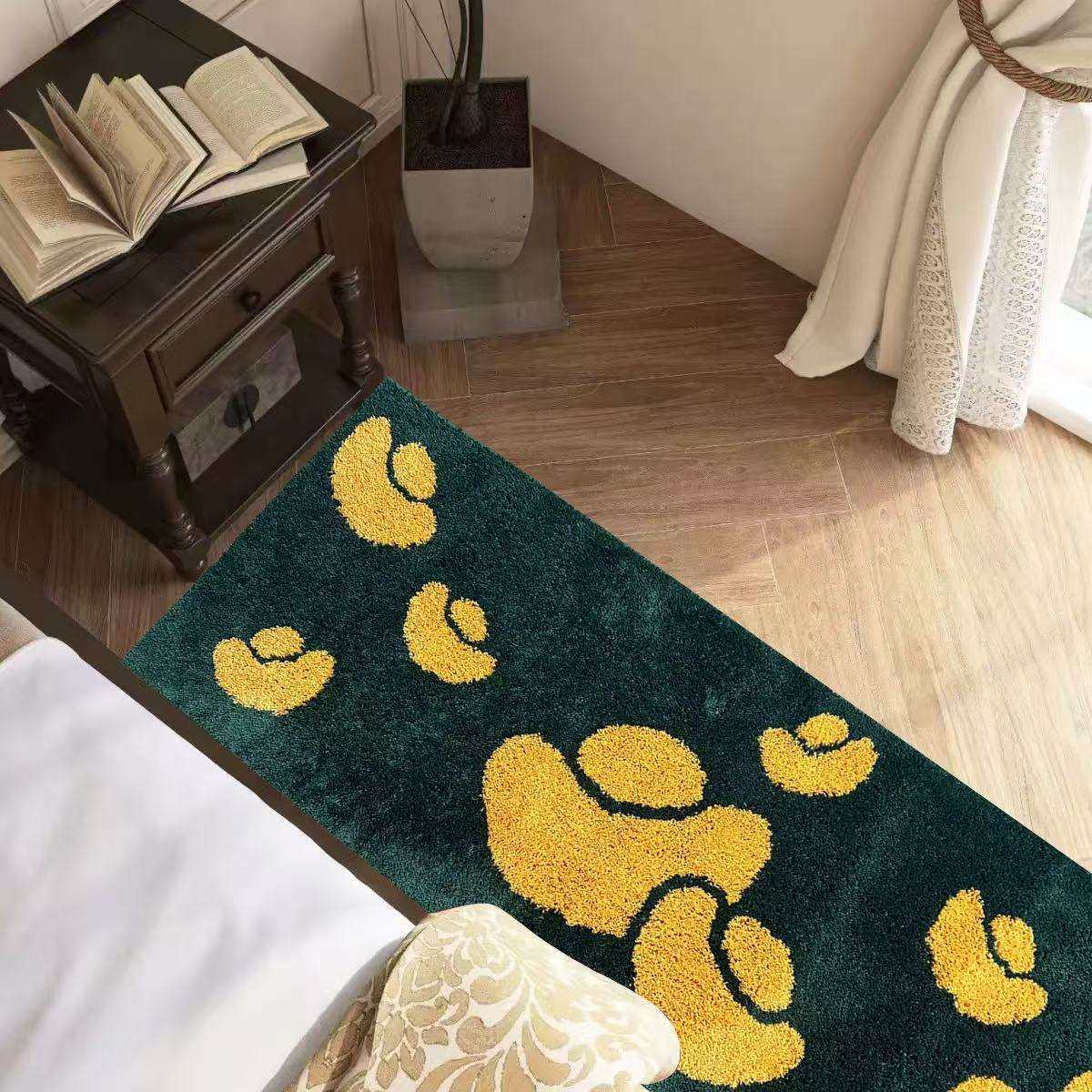 中式古典风客厅植绒地毯长条卧室床边地毯家用加厚防滑吸水茶几毯,电子元器件市场,其它元器件,淘宝优惠券,粉丝福利购,淘宝优惠卷