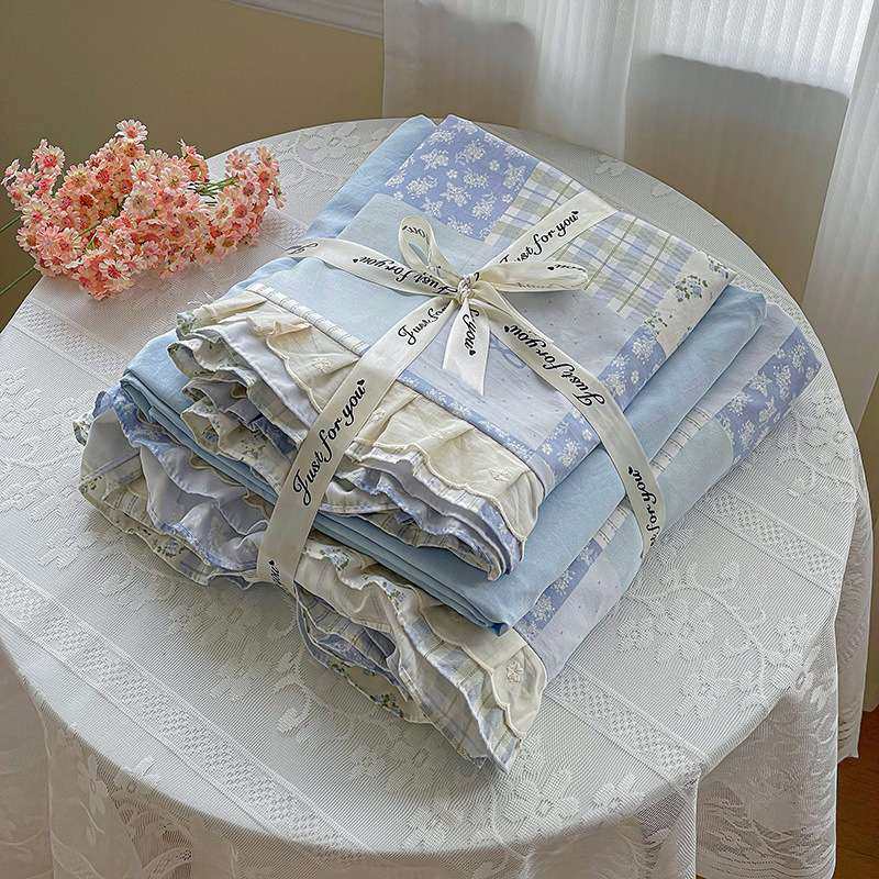 新款水洗棉双层床上四件套花边床单家用卧室被套被罩床笠床上用品,电子元器件市场,其它元器件,淘宝优惠券,粉丝福利购,淘宝优惠卷