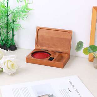 木质书法书画印章盒 方形复古实木私人印泥盒 赤杨木印章盒子