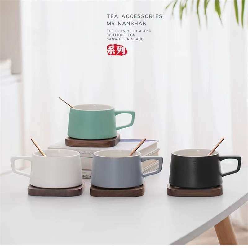 咖啡杯子杯碟套装日式高档精致轻奢一对摆件陶瓷杯艺术马克杯简约