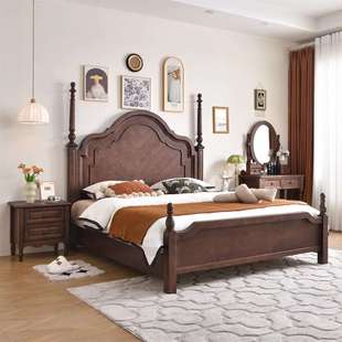 安娜床主卧大床现代轻奢一米八实木双人高端大气美式带储物婚床