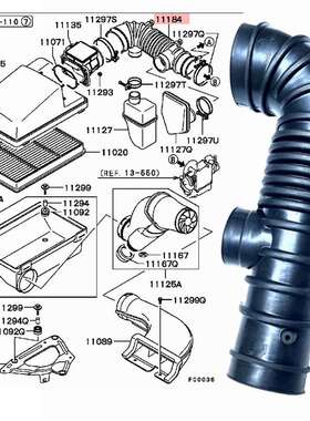 MR968839 MN135900 ,R404740 1505A118 帕杰罗V73W V63W 进气软管