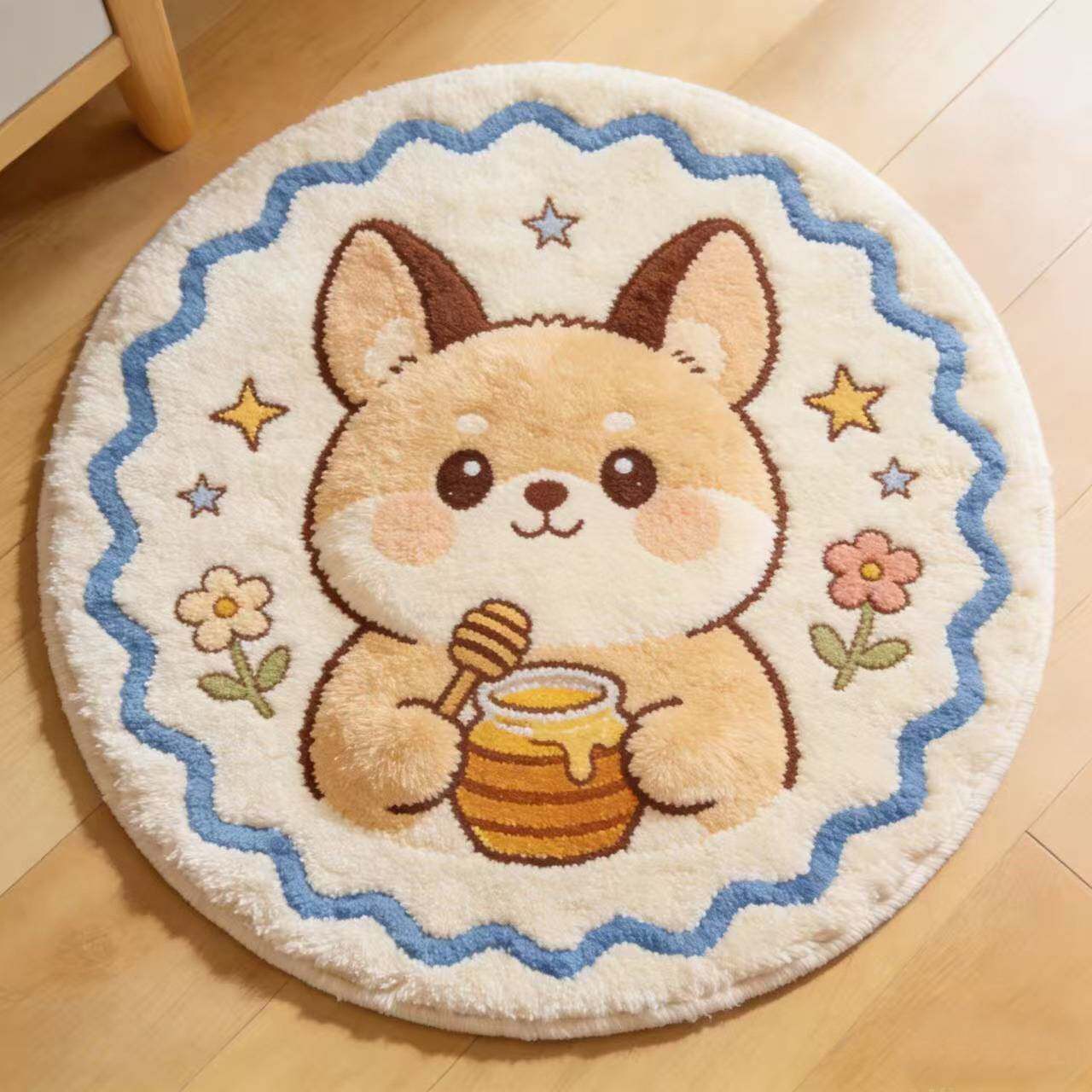 可爱卡通圆形加厚毛绒地毯儿童房