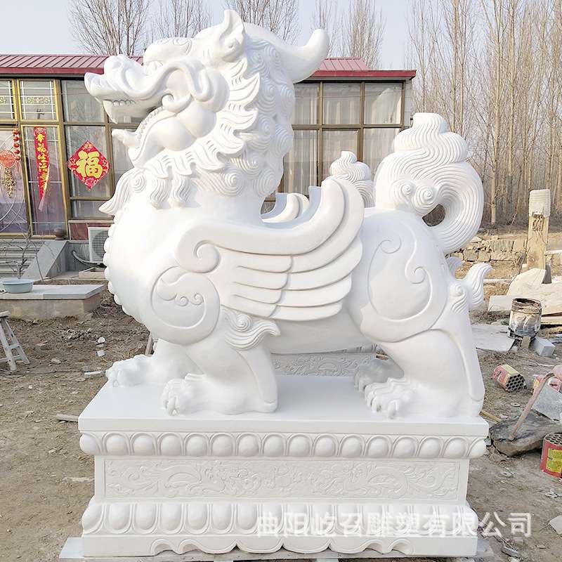 石雕貔貅汉白玉貔貅一对青石貔貅家用公司酒店门口别墅招财摆件