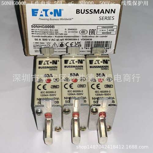 16NHG000B 熔断器 工作电流 16A、NH000、gG、500Vac、导电握耳