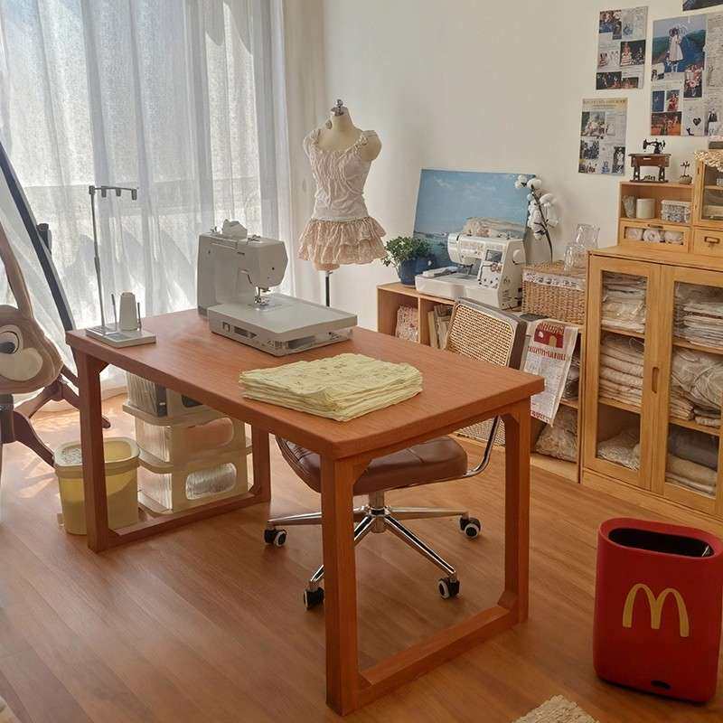 全实木手工桌工作室缝纫机桌子工作台长条桌家用办公电脑桌工作桌
