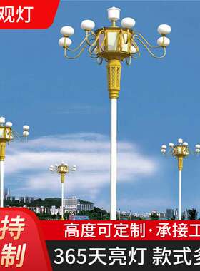 中华灯路灯灯罩玉兰灯广场景观灯6/7/8/9/10米LED高杆中华灯