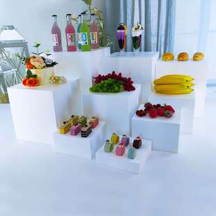婚庆派对场地布置桌面甜品台 餐厅白色亚克力冷餐台