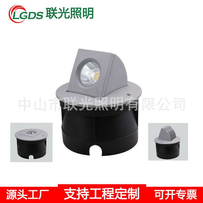 LED偏光地埋灯30W防水嵌入式偏光灯圆形COB歪头埋地灯外墙投射灯