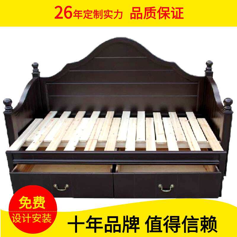 地中海实木沙发床1.5米1.8储物多功能两用可折叠抽拉沙发床小户型