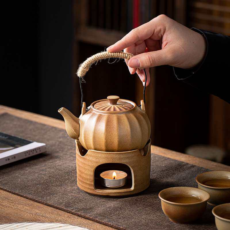 柴烧提梁壶温茶壶套装围炉煮茶日式户外煮茶炉温茶器复古粗陶茶具