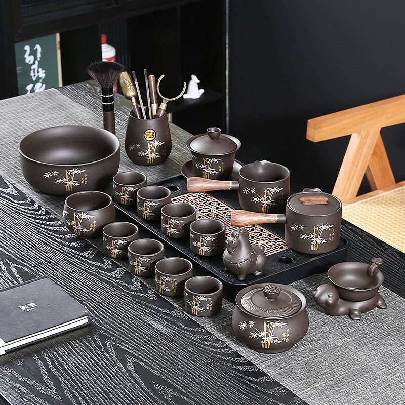紫砂壶茶具2025新款家用泡茶壶专用茶壶中式复古功夫盖碗茶杯套装