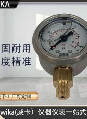 WIKA威卡压力表铜合金材质充液型用于液压装置压缩机113.53压力表