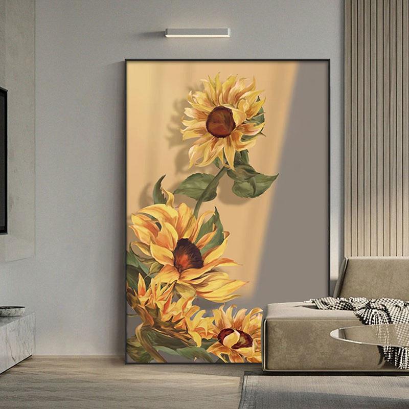 北欧玄关装饰画向日葵入门现代走廊入户艺术光影花卉墙壁挂件挂画