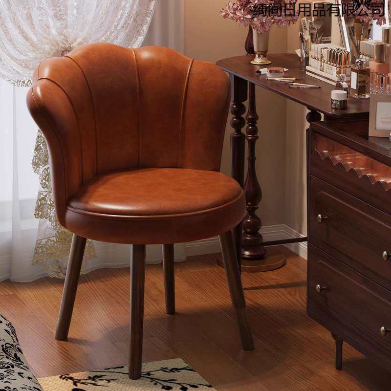 中古风实木化妆凳家用旋转化妆椅梳妆台椅子靠背凳子女生卧室轻奢