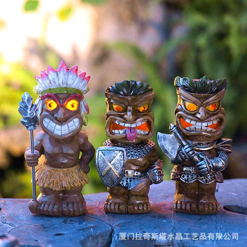 跨境tiki玛雅图腾摆件花园庭院树脂装饰品部落工艺品玛雅园林摆件
