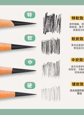 锐特炭笔美术生瑞特笔mijno炭笔软炭素描速写笔软中硬碳王之