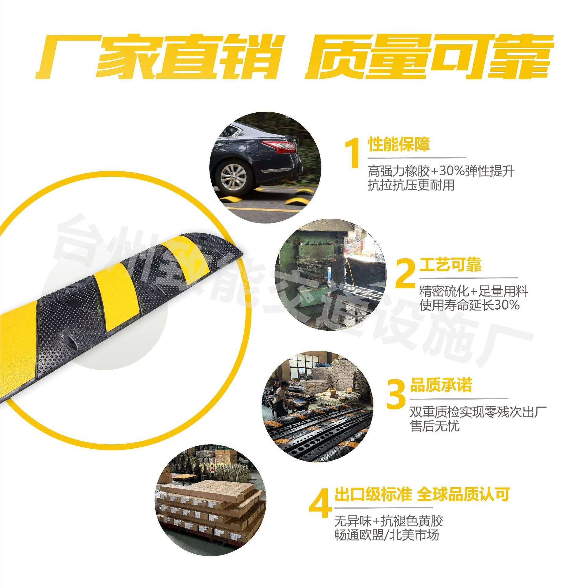 底部槽橡胶减速带小区加油站限速缓冲带坡道板汽车限速缓冲带