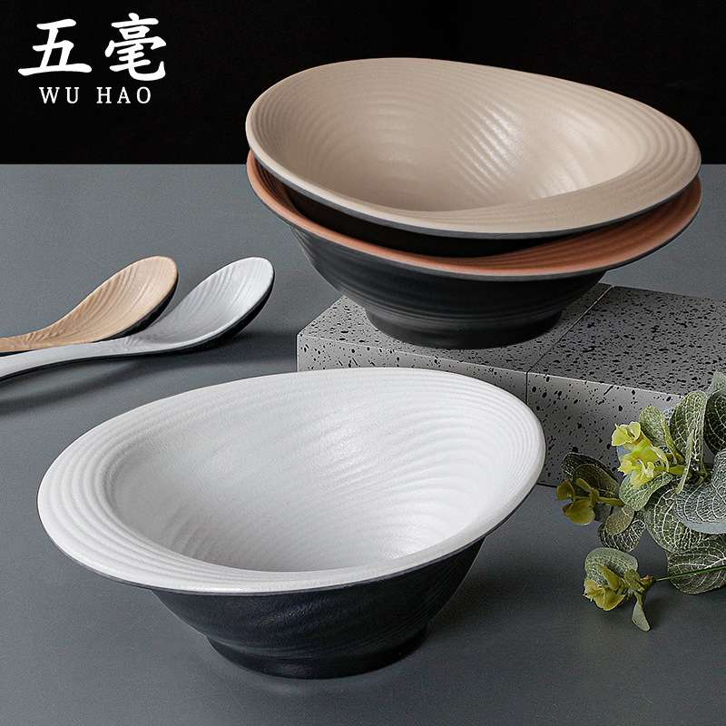 A5新款五毫密胺餐具面碗商用仿瓷碗米线汤碗创意餐厅水果沙拉碗