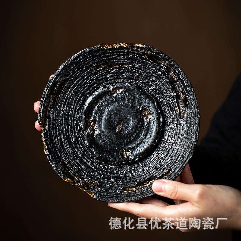 优茶道 大漆仿朽木壶承 茶托盘养壶垫干泡台小茶盘复古手工脱胎