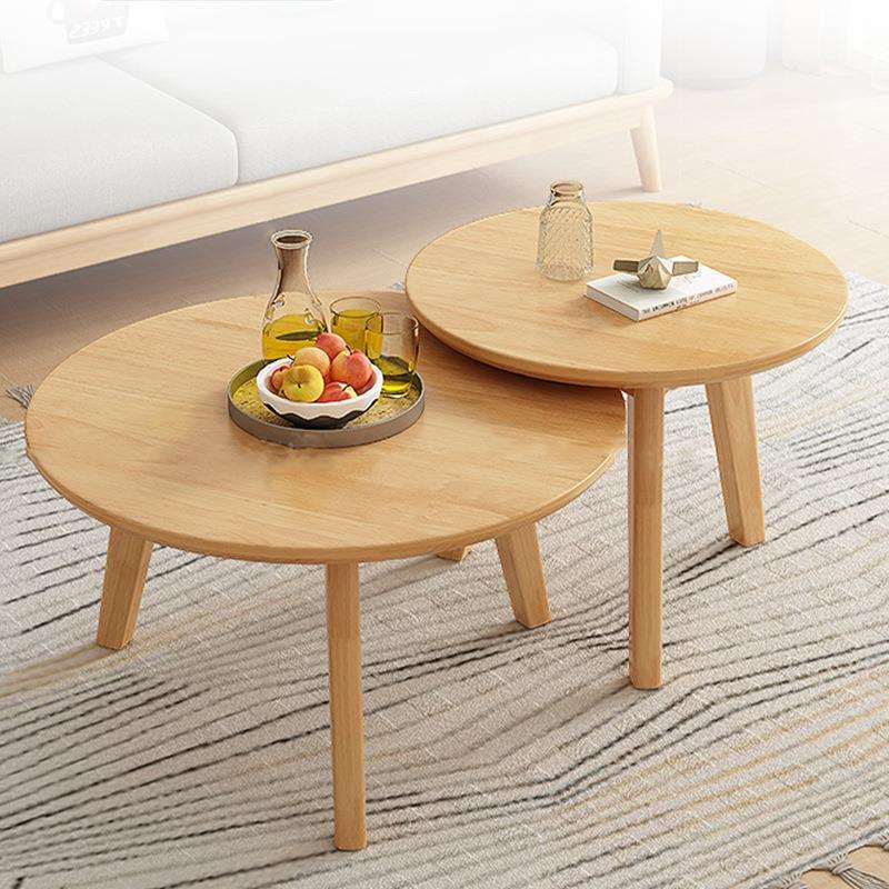 实木茶几现代简约原木圆形茶桌北欧客厅阳台小茶几小户型桌子